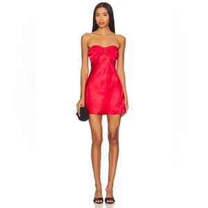 MORE TO COME Paloma Strapless Dress in Red